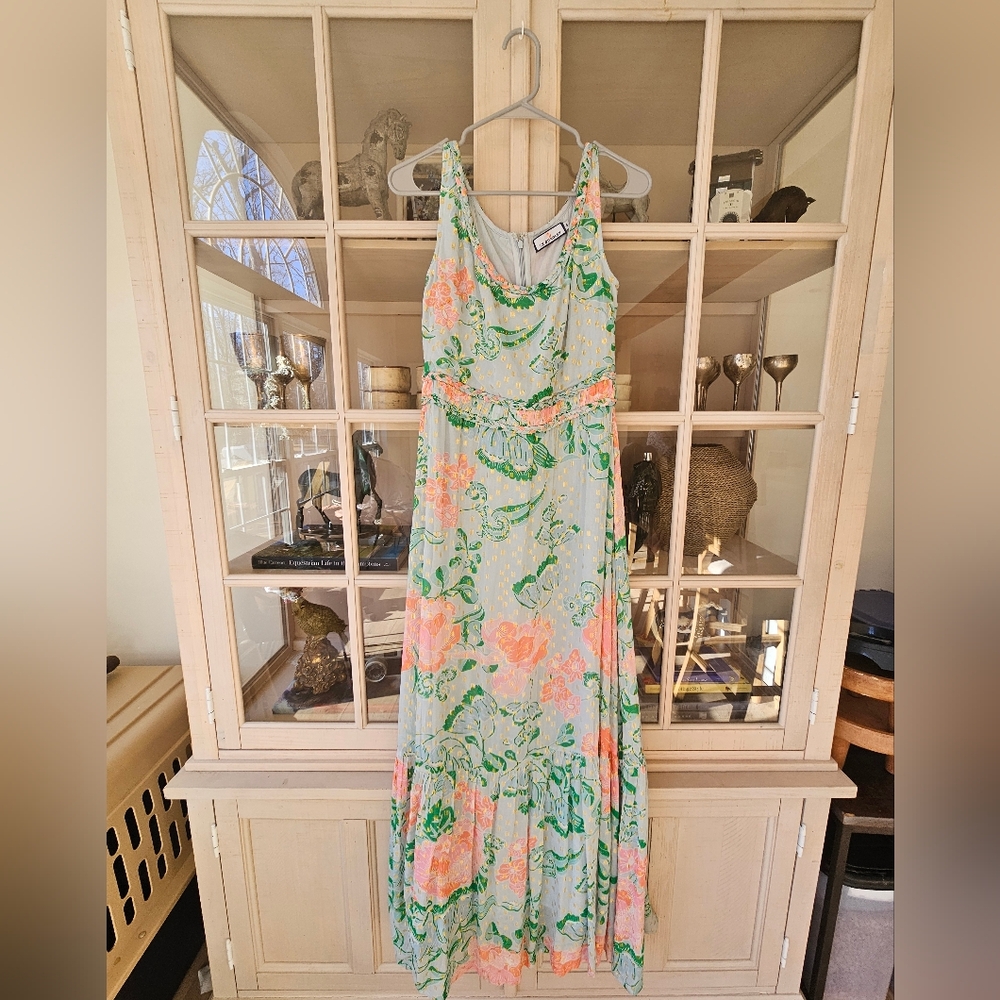 $449 CK Bradley Cleopatra Maxi Dress in Cordelia Sky Multi - Picture 3 of 9